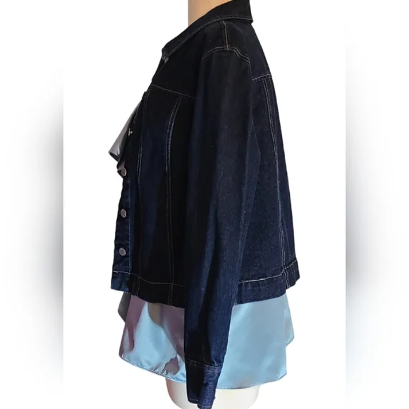 New York jean company size L dark denim jacket - Picture 4 of 9